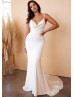 Cowl Neck Satin Tie Back Dreamy Wedding Dress